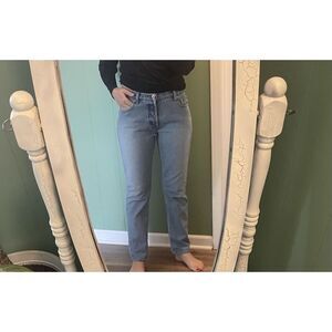 VTG London Jean Womans Straight Leg Button Fly  Mid Rise Denim Blue Jeans Size 8